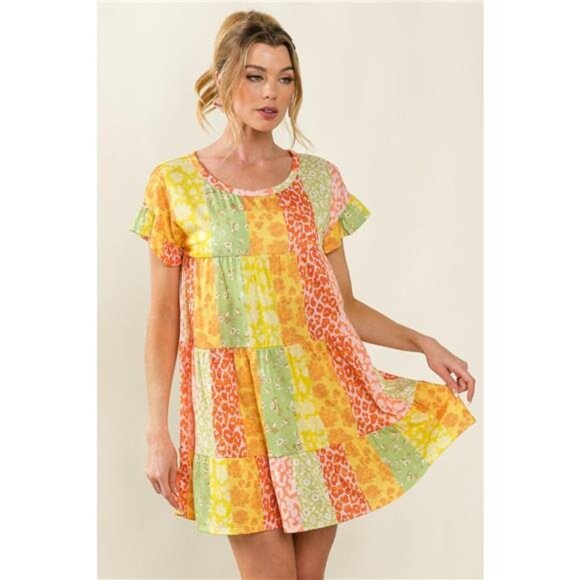 ✨NWT BiBi Leopard Short Sleeve Tiered Dress - Picture 4 of 4